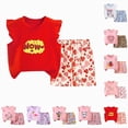 thumbnail image 5 of HCNTES Toddler Girl Clothes 2pcs Cartoon Graphic Print Ruffle Sleeve Round Neck Top and Elastic Shorts Set Outfits Clothing for Girls 3 6 12 18 24 Months 2T 3T 4T 5T 6T, 5 of 5