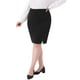 thumbnail image 4 of Falda lápiz de talla grande para mujer Agnes Orinda, de cintura alta, elástica, con abertura lateral, ajustada, para negocios, falda midi con cremallera trasera 3X negra, 4 of 6