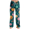 thumbnail image 2 of Halloween Lounge Pants for Women Ghost & Pumpkin Print Stretch Casual Elastic Waist Pj Pants, 2 of 5
