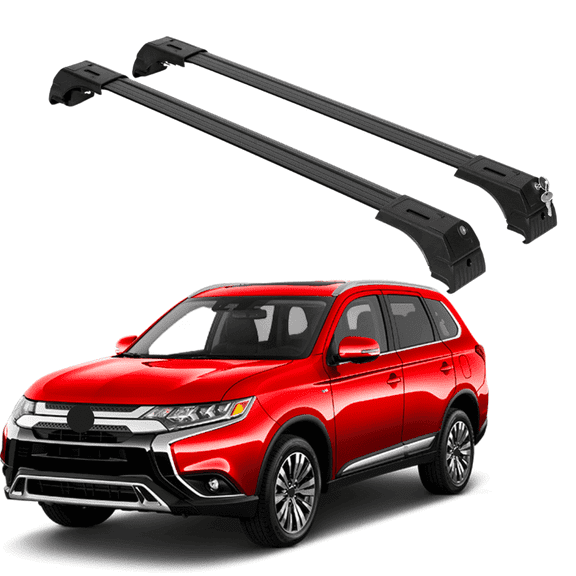 ERKUL Roof Rack Cross Bars for Mitsubishi Outlander 2014-2021 | Aluminum Crossbars with Anti Theft Lock for Rooftop | Compatible with Flush Rails - Black