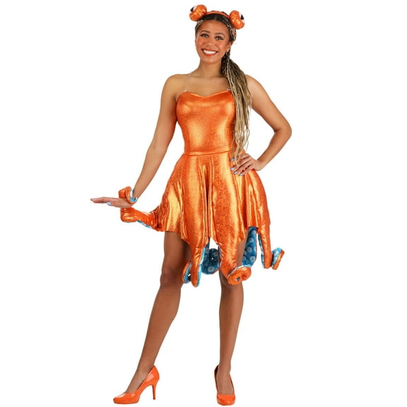 Women's Orange Iridescent Octopus Costume