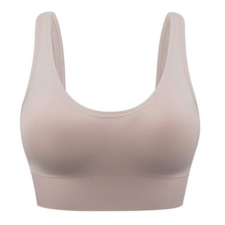 YHGFVOKJ Bras for Women Bra Back Adjustable Full-coverage Comfort Wireless No Steel Ring Gather Shockproof Fitness Running Underwear High Support Sports Bras for Women Beige S