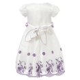 thumbnail image 2 of Little Girls White Purple Flowers Bead Adorned Dress 3/4, 2 of 7