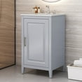 thumbnail image 2 of 20.3" Freestanding Bathroom Vanity with Ceramic Sink, Small Storage Bathroom Cabinet with Hidden Door Shelf, Removable Drawer, Groove Line Design Finish,Grey, 2 of 7