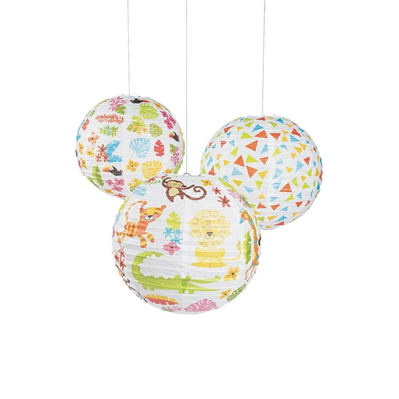 Jungle Baby Shower Paper Lanterns - Party Decor - 6 Pieces