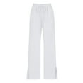 thumbnail image 5 of purcolt Womens Straight Palazzo Pants Drawstring Elastic Waist Side Slit Trousers Casual Lounge Pants with Pockets, 5 of 6