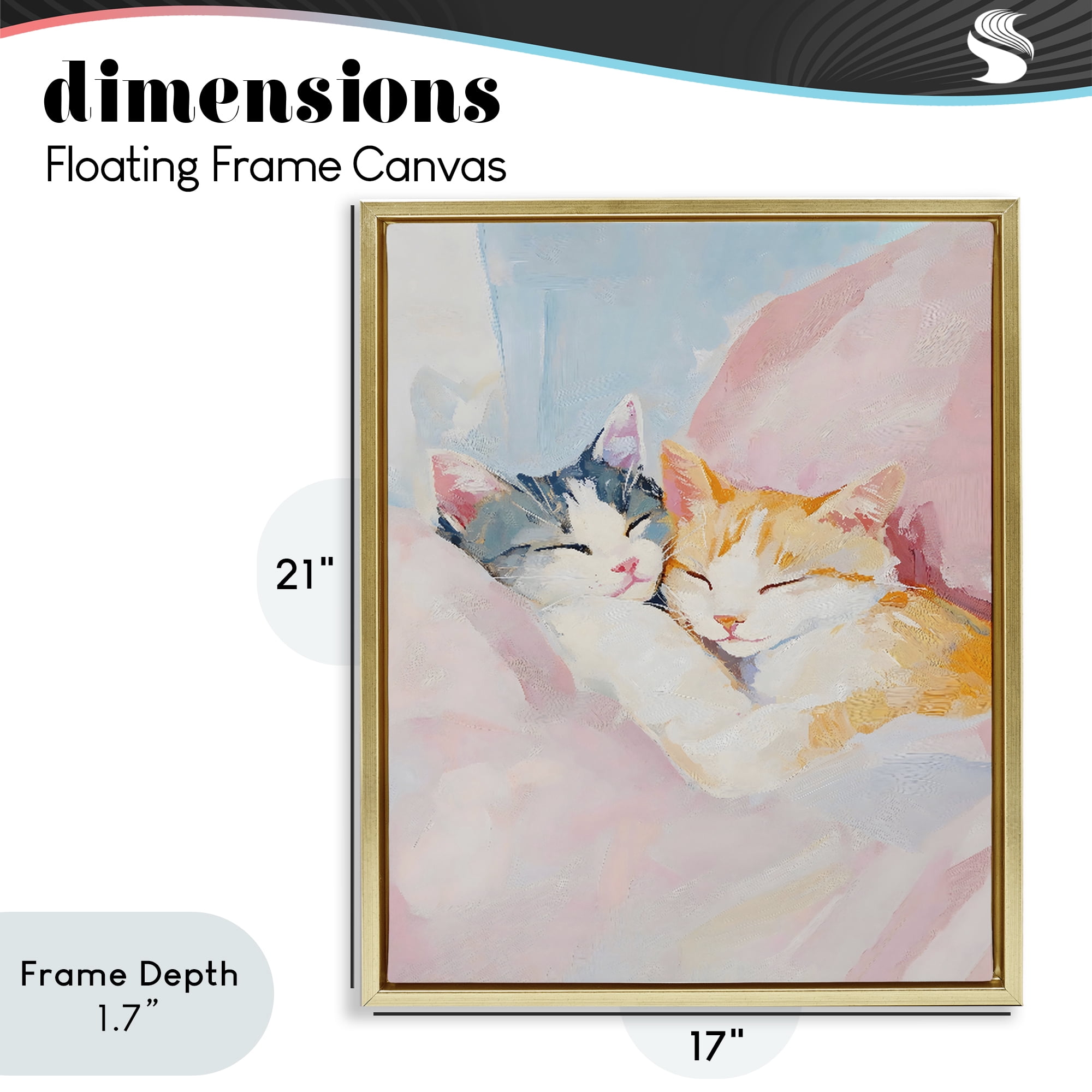 Stupell Industries Sleeping Kittens Embrace Gold Framed Floater Canvas Wall Art, design by The Prints Vibe
