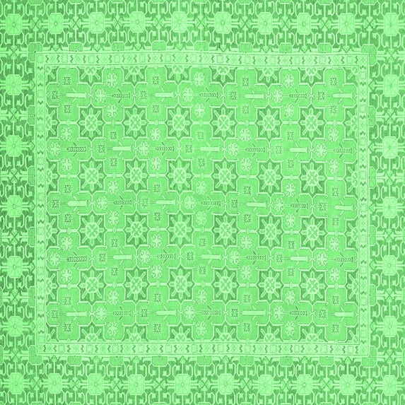 Ahgly Company Indoor Square Oriental Emerald Green Traditional Area Rugs, 4' Square