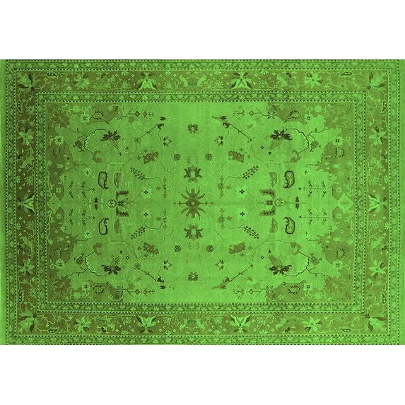 Ahgly Company Indoor Rectangle Oriental Green Traditional Area Rugs, 2' x 3'