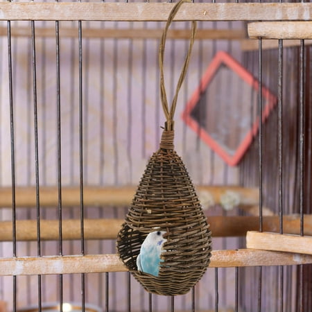 PAMINGONO Handmade Woven Rattan Bird Nest Hanging Ornament for Parrots and Small Birds PAMINGONO Handmade Woven Rattan Bird Nest Hanging Ornament for Parrots and Small Birds