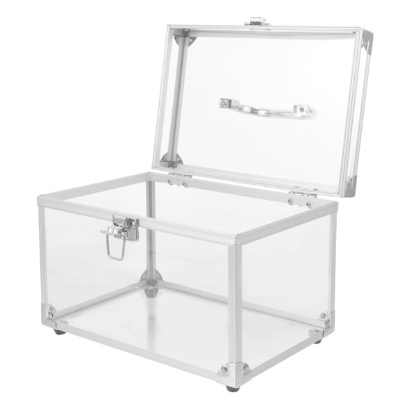Nomive Cd Dvd Storage Container Clear Cosmetic Case Acrylic Display Case with Latches & Handle Large Capacity Travel Makeup Tools Box 9.43*6.68*6.29in