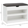 2Tier Wooden Shoe Storage Bench with Cushion Seat, White with Grey