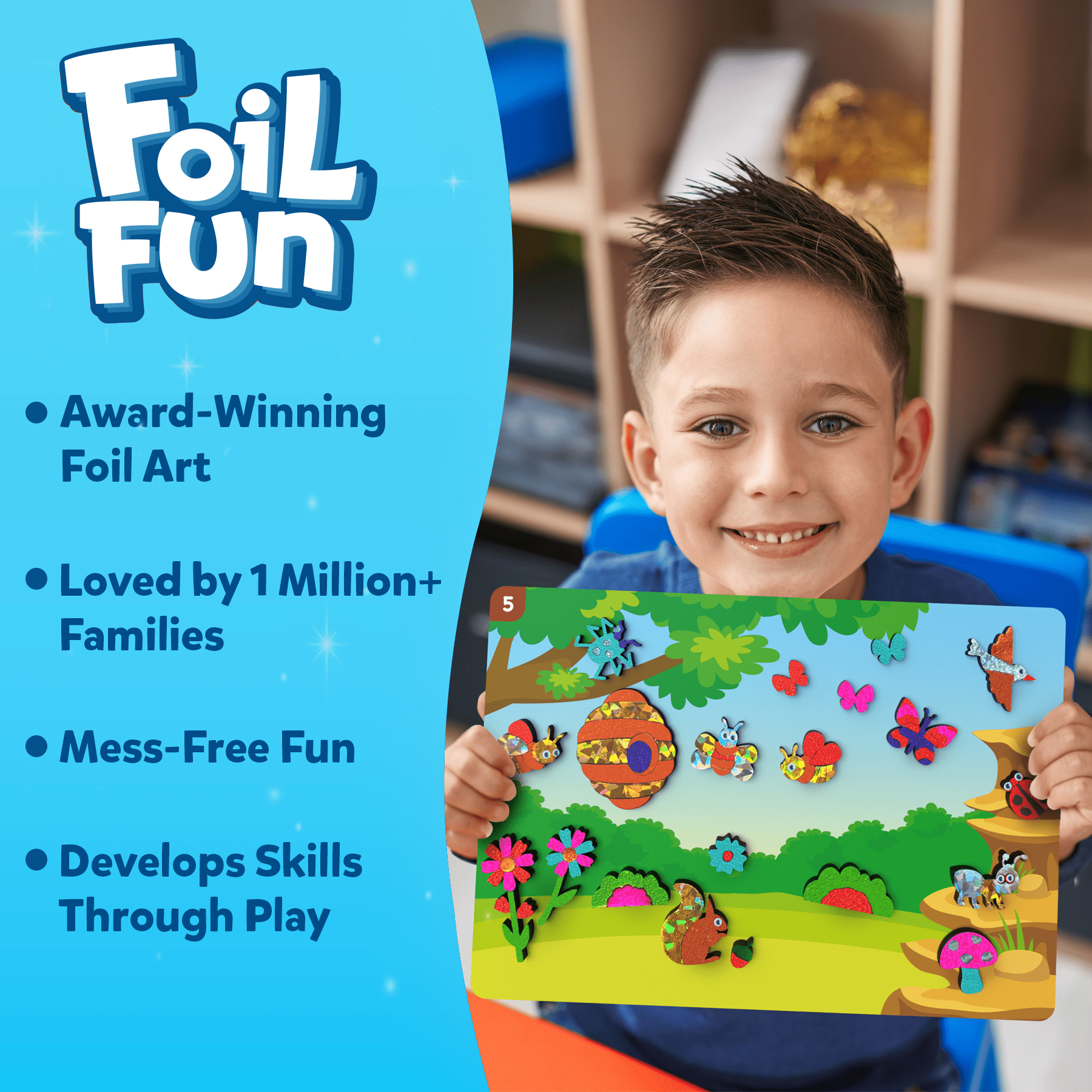 Skillmatics Foil Fun - Bugs & Butterflies, No Mess Art for Kids Ages 4 to 9