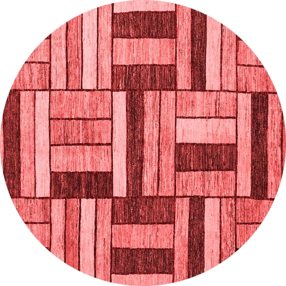 Ahgly Company Machine Washable Indoor Round Abstract Red Modern Area Rugs, 7' Round