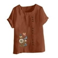 thumbnail image 4 of Túnica de Manga Corta Tops para las Mujeres Océano Pescado Impreso Blusa, Ropa Casual Ver Botón Arriba Camiseta, 4 of 4