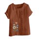 thumbnail image 4 of Vestidos Casuales Para Mujer, Blusas De Mujer De Moda Blusa tipo túnica informal de lino con estampado de peces del océano y botones de manga corta para mujer, 4 of 4