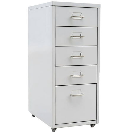2019 New 5 Drawers 4 Casters File Cabinet Living Room Bedroom Metal Drawer Office Filing Organizer Documents Storage