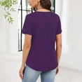thumbnail image 6 of Babysbule Women's Henley Pleated Front Blouse, Short Sleeve Round Neck Casual Top, Solid Color Regular Fit T-Shirt for Spring Summer Daily Wear, 6 of 8