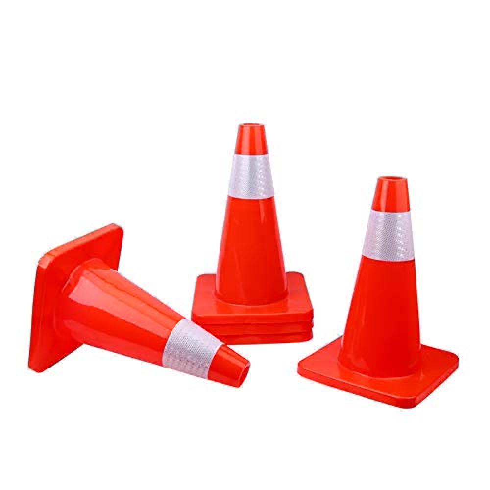 [ 12 Pack ] 18" Traffic Cones Plastic Road Cone PVC Safety Road Parking