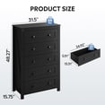 thumbnail image 5 of GALAXHERO Farmhouse 5 Drawer Dresser, Black Tall Dresser with Double Rustic Handles, Wood Chest of Drawers for Bedroom, Living Room, Hallway, 5 of 11