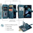 thumbnail image 7 of Asuwish Kickstand Hard Shell Wallet Cell Phone Case with Tempered Glass Screen Protector for iPhone 13 Mini, Blue, 7 of 7