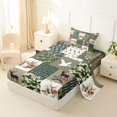thumbnail image 2 of Manfei Cute Bear Patch Twin Sheets,Abstract Geometric Plaid Bedding,Green,3 Pieces,1 Fitted Sheet and 1 Pillowcase, 2 of 6