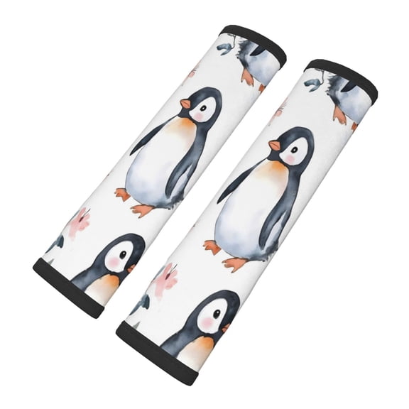 2 Pcs Auto Seat Belt Cover Soft Car Seatbelt Cover Automotive Seat Belt Cushion Pad Cover Shoulder Pad Backpack Shoulder Pad Penguins And Flowers (3)
