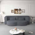 thumbnail image 3 of Youmumeub Full Size Convertible Floor Sofa, No Assembly Sleeper Sofa Bed, Modern Teddy Fabric Folding Couch for Living Room & Guest Room, Grey, 3 of 17