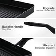 thumbnail image 7 of EPPMO Hard Anodized Nonstick Square Grill Pan, Aluminium Dishwaher Safe PFOA Free Griddle Pan With Stay Cool Handle, 10.5 Inch, Black, 7 of 7
