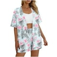 thumbnail image 6 of Mifsaly Women Vacation Sets Summer 2 Piece Casual Tropical Graphic Matching Outfits Short Sleeve Open Front Oversized Cardigans Comfy Drawstring Elastic Waist Beach Shorts, 6 of 8