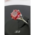 thumbnail image 2 of 8mm - 10mm Lab Orange Padparadscha Sapphire Cushion Cut, 6 Prong Solitaire Ring, Sterling Silver or Gold, Made to Order, Jewelry Gift, 2 of 5