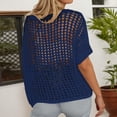 thumbnail image 4 of Crochet Coverups for Women Summer Cap Sleeve Hollow Out Casual Cruise Beach Vacation Tops Knit Pullover Sweater Navy L, 4 of 7