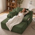 thumbnail image 3 of Leumius Oversized Chaise Lounge Chair Indoor,67'' Faux Fur Upholstered Boneless Sofa Bed,Deep Seat Sleeper Cloud Sofa with Cup Holders & 3 Pillows for Living Room, No Assembly Required,Green, 3 of 14