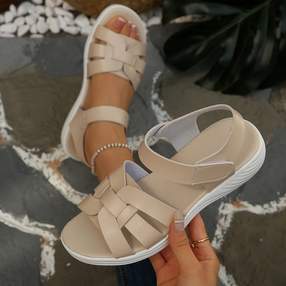 Bkhluea Women Crisscross Strap Comfort Wedge Sandals Adjustable Footwear For Beach Travel Daily Casual Outdoor Activities