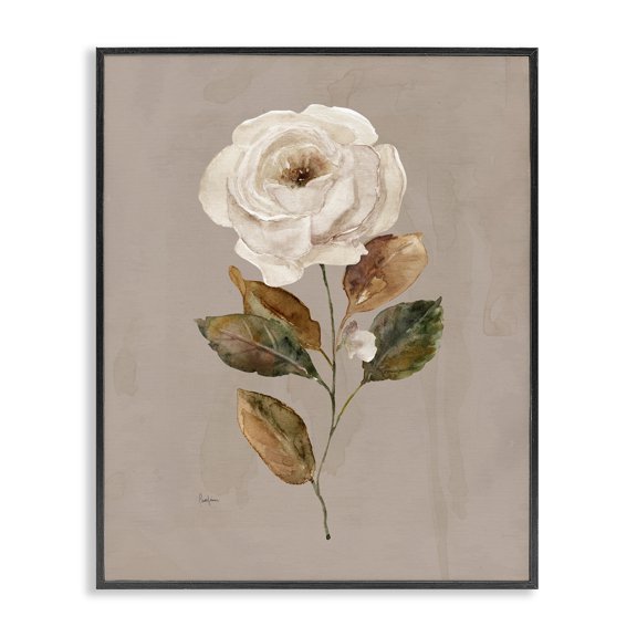 Stupell Industries Minimalist Rose Bud on Simple Grey Black Framed Giclee Art, 11 x 14, by Livi Finn