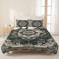 thumbnail image 3 of Queen Quilt Set 90''x96'', Green Boho Lightweight Summer Bedspread Coverlet Set with 2 Pillow Shams, Vintage Southwestern Geometric Abstract Breathable All Season Quilt Bedding for Bedroom/Guest Room, 3 of 9