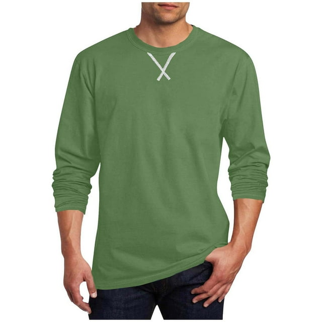 Floleo Haut pour Homme Uni à Manches Longues Imprimé d'Intersection Sport Col Rond Mode Base Classique Vacances Printemps et Automne Extérieur Haut Fête Décontracté Fête (Vert, 5TG)