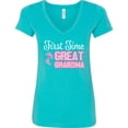 thumbnail image 3 of Inktastic First Time Great Grandma in White Women's V-Neck T-Shirt, 3 of 5