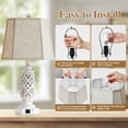 thumbnail image 6 of NATYSWAN 23.5" Lamps for Night Stands Set of 2 with USB A+C and Nightlight - Rustic Farmhouse Table Lamp for Bedrooms, End Tables, Living Room - French Country Decor, Bulbs Included., 6 of 9