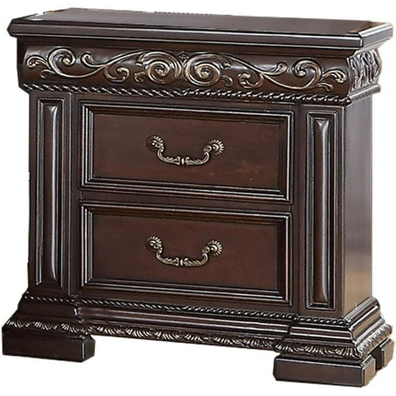 Pemberly Row Modern 29" 2 Drawer Solid Wood Nightstand in Cherry