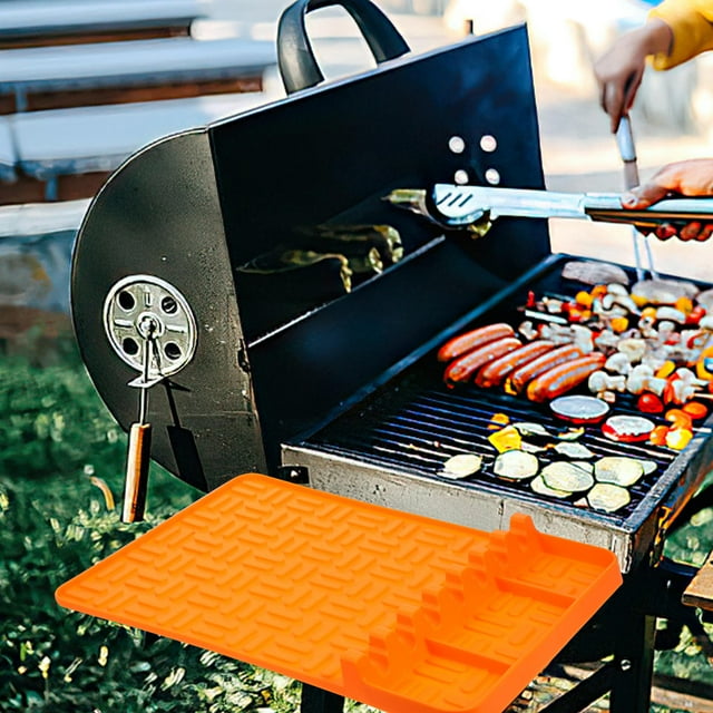 OUNONA 1Set Non Stick Reusable Silicone Mat for Griddle Spatula and Tool Organization Barbecue