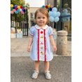 thumbnail image 4 of Cenuakty Girls Back to School Dress Apple School Bus Pencil Embroidery Doll Collar Short Sleeve A-line Dress Kids Summer Plaid Dress, 4 of 9