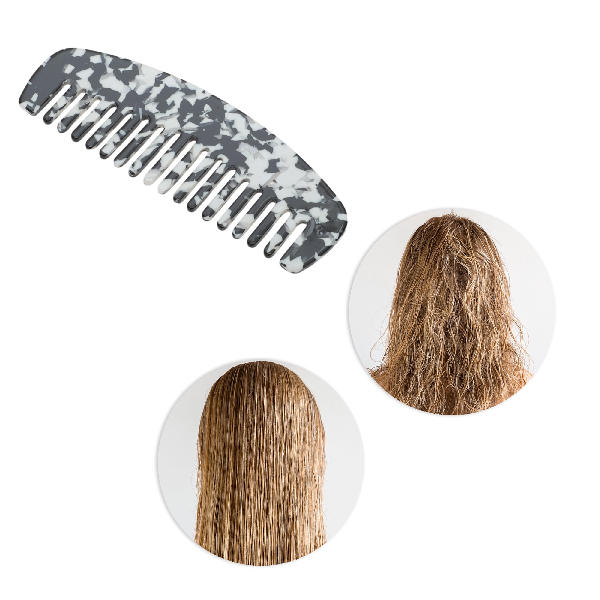Unique Bargains 1 Pc Marble Hair Comb Designed for Making hair Smooth Black and White