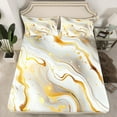 thumbnail image 2 of Manfei Metallic Marble Bed Sheets,Modern Fluid Art King Sheets,White Gold Sheet Set For Girls Teens,Ultra Soft Home Decor,4 Pieces, 2 of 7