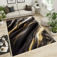 thumbnail image 2 of Abstract Art Bedroom Area Rugs, Luxurious Gold Plated Black and White Marble Non-Slip Mat, Area Carpet Easy Care Machine Washable Apply to Family and Pet Farmhouse,5ft x 8ft, 2 of 7