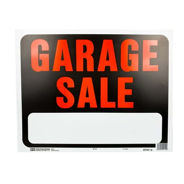 HyKo 15" x 19" Plastic Garage Sale Sign, Bold Colors, Text Box