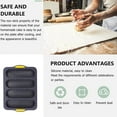 thumbnail image 6 of Qenwkxz 4 Slot Silicone Pan Non-Stick French Bread Baking Pan Professional Hot Dog Bun Tray Mold for Homemade Bread Baking 13.39*9.45*0.98in Black, 6 of 10