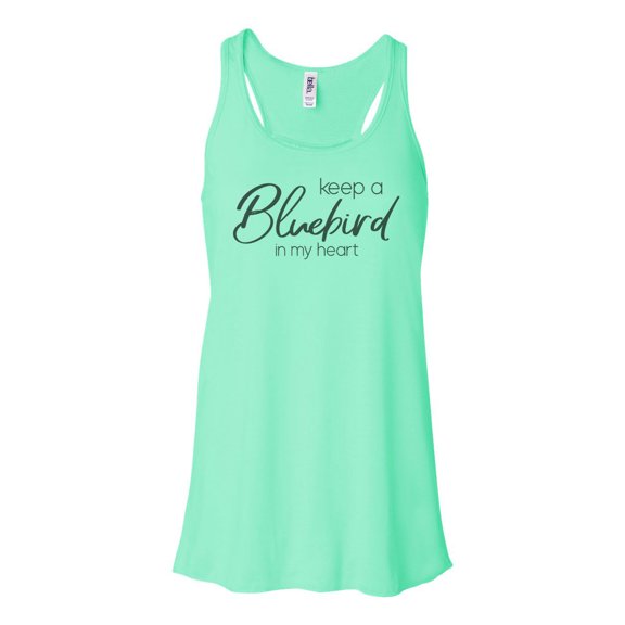 "Country Tank Top, Keep A Bluebird In My Heart, Country Music Tank, Workout Clothes, Soft Bella Canvas, Sublimation, Country Concert Tank, Mint , MEDIUM"