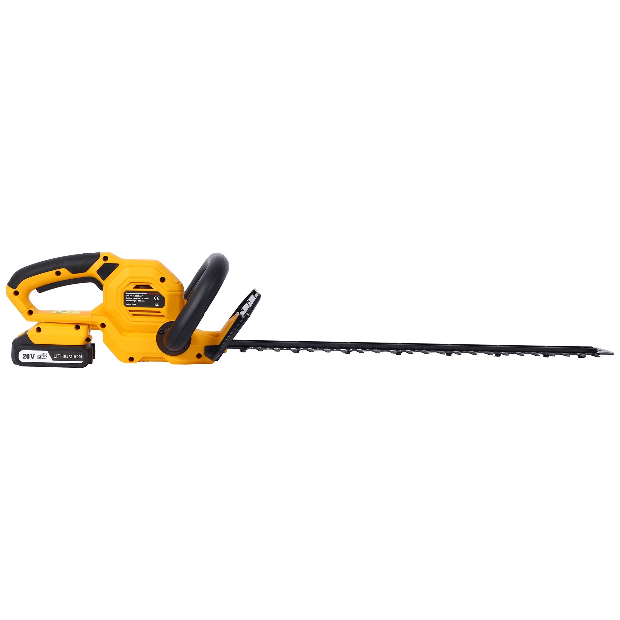 Powerful 20V Lithium-Ion Battery 22-Inch Steel Blade Reduced Vibration Hedge Trimmer Yellow & Black - Battery and Charger Included