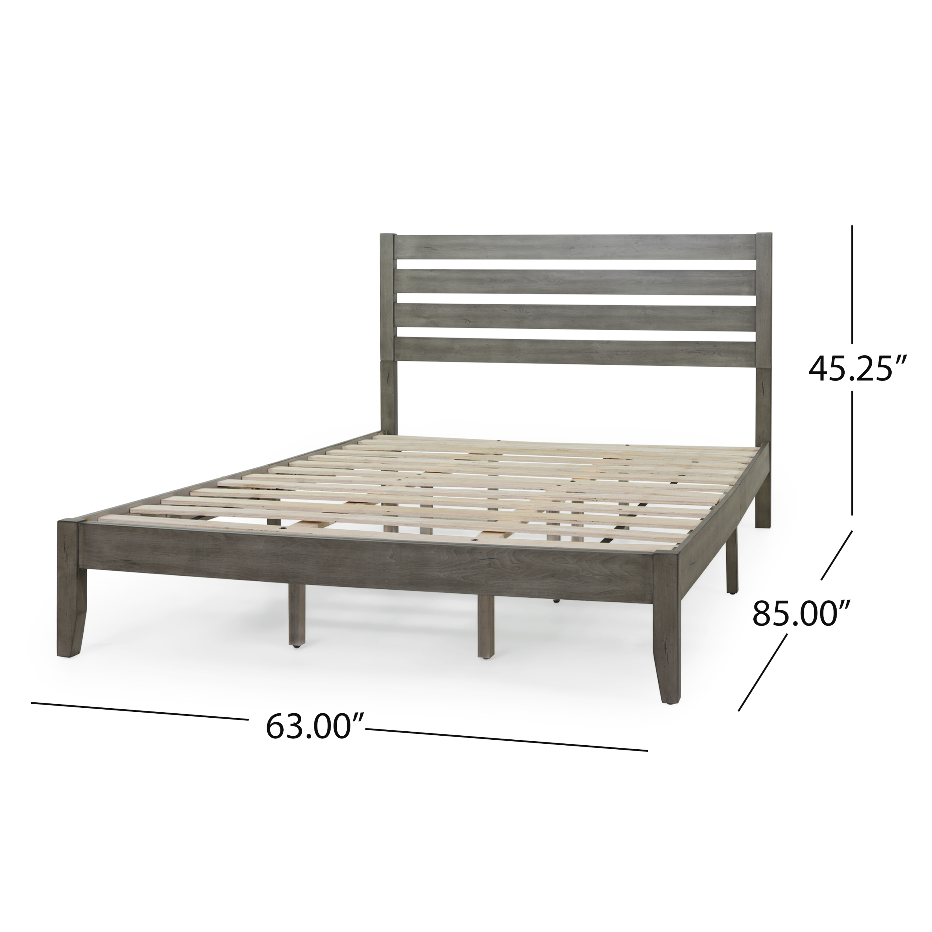 Noble House Kaylin Queen Size Bed with Headboard, Natural and Gray Finish